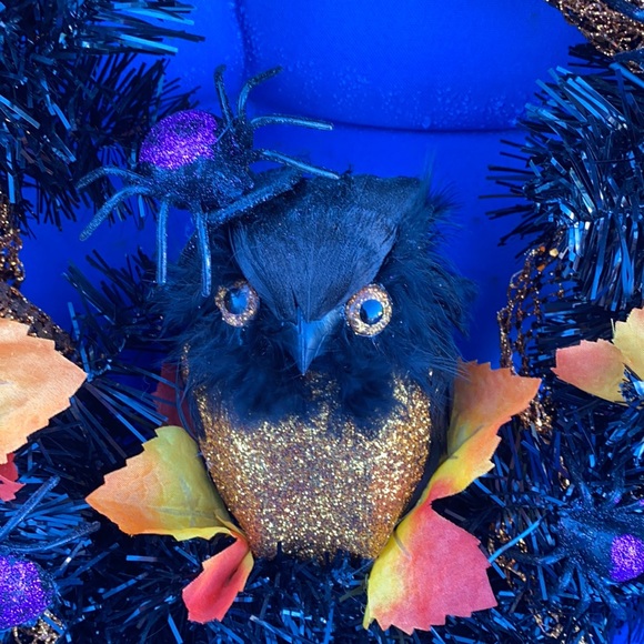 Custom By MeHalloween Wreath Orange Wrap Owl TwoPumpkins SixSpiders AutumnLeaves - Picture 3 of 9